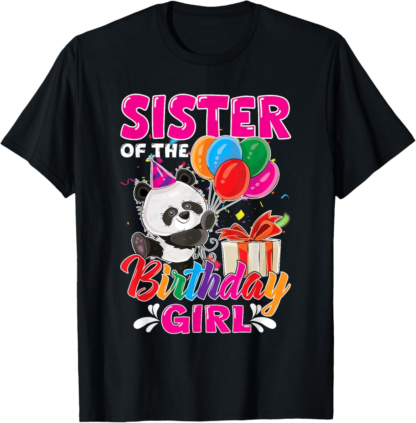 Sister Of The Panda Bear Birthday Animal Lover Boys Girls T-Shirt - T-Shirt | Black
