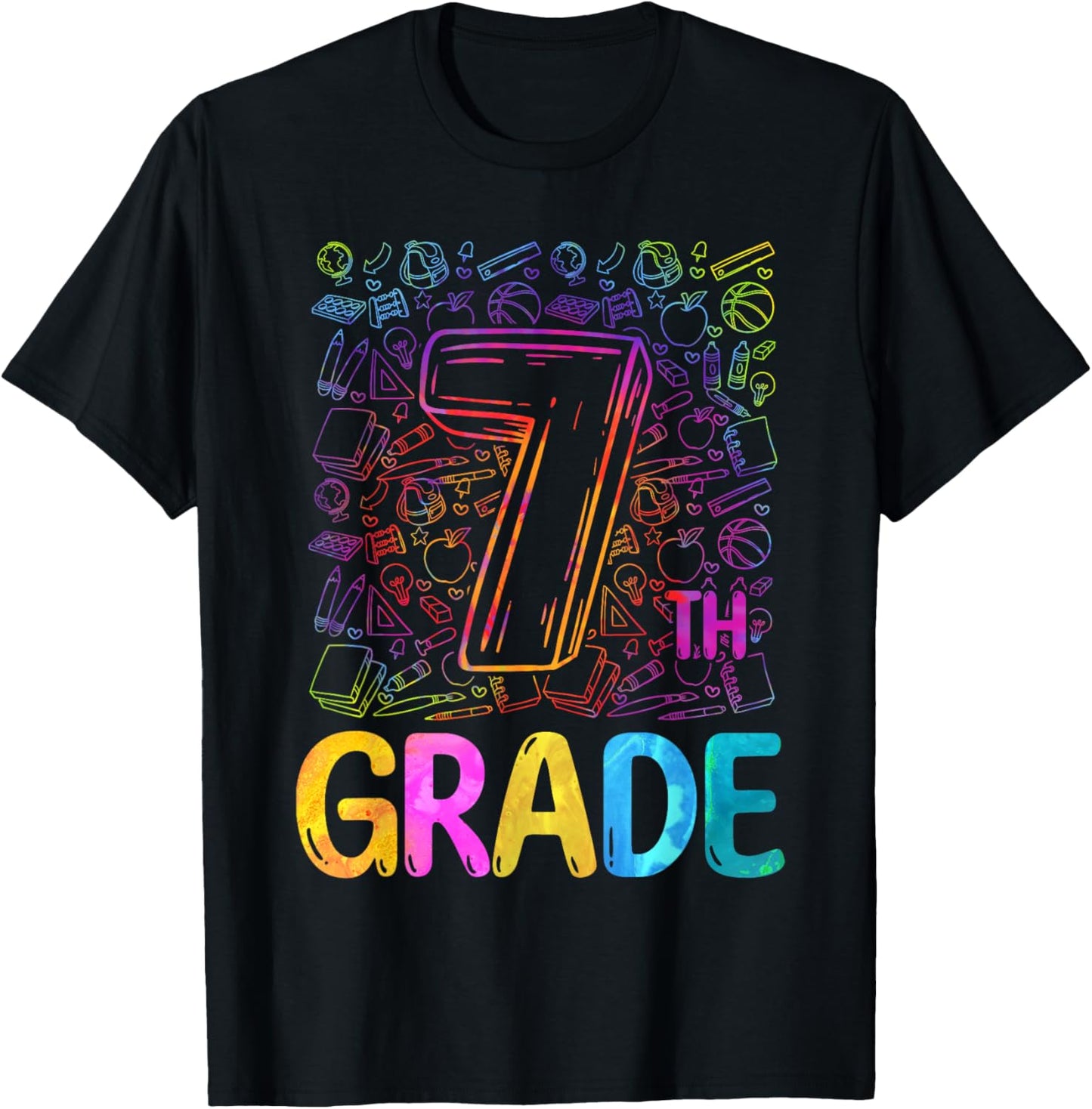 7th Grade Typography Team Seventh Grade Back To School Kids T-Shirt - T-Shirt | Black