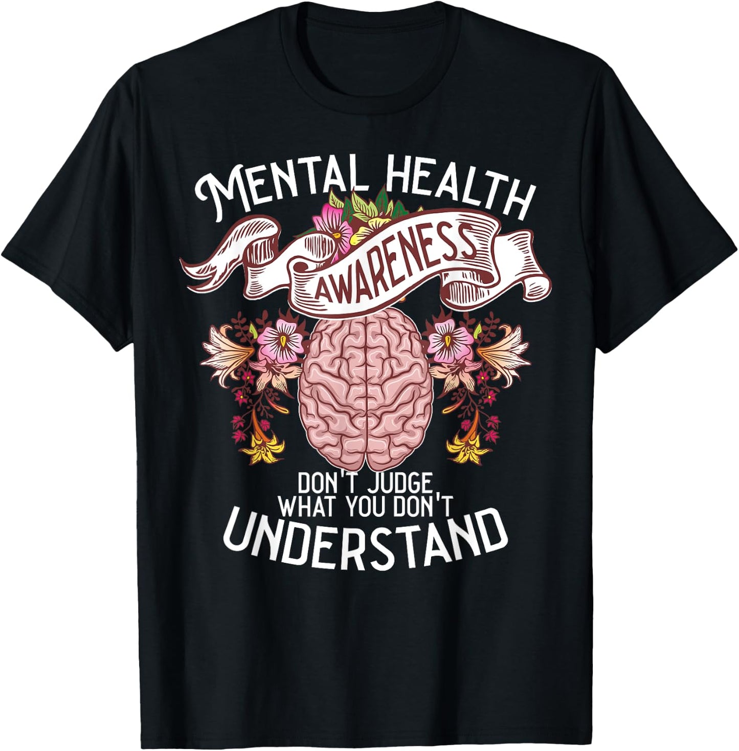 Funny Mental Health Awareness Women Gift Cute Fight Illness T-Shirt - T-Shirt | Black