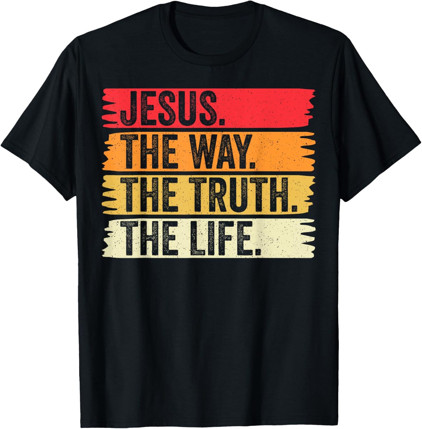 Jesus The Way Truth and The Life Men Women Vintage Christian T-Shirt - T-Shirt | Black