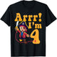 Kids 4th Pirate Birthday Party Arrr I'm 4 Four Years Old T-Shirt - T-Shirt | Black