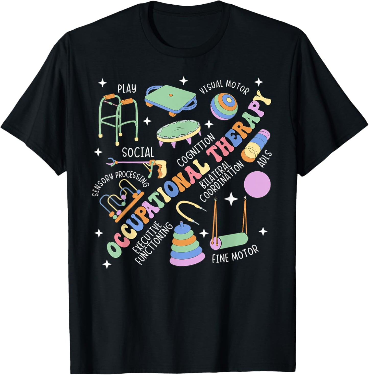 Groovy Occupational Therapy OT Therapist Assistant OTA Retro T-Shirt - T-Shirt | Black