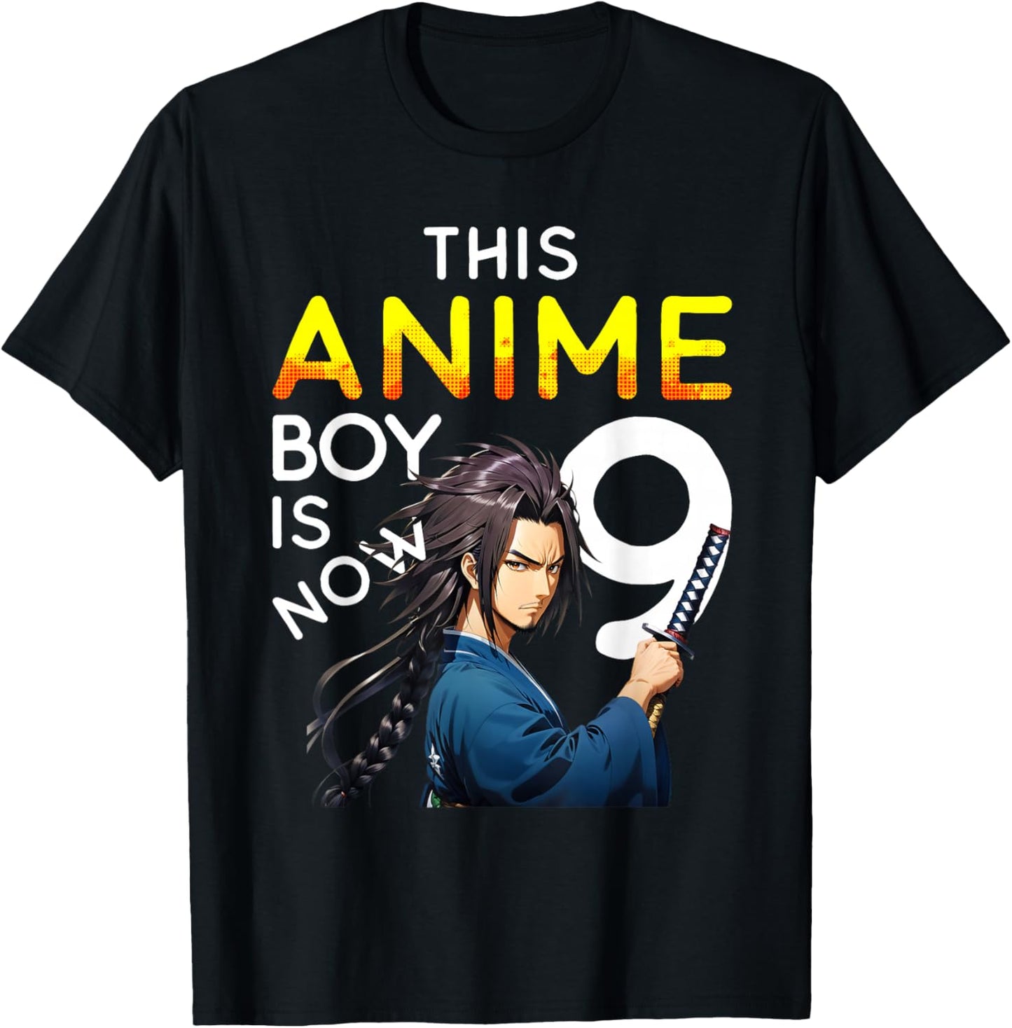 This Anime Boy Is Now 9 Years Old 9th Birthday Kawaii Kids T-Shirt - T-Shirt | Black
