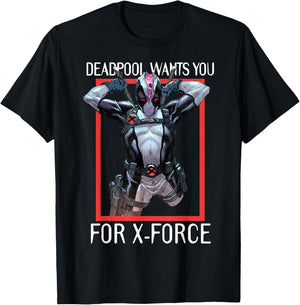 Marvel X-Force Deadpool Wants You for X-Force Poster T-Shirt - T-Shirt | Black
