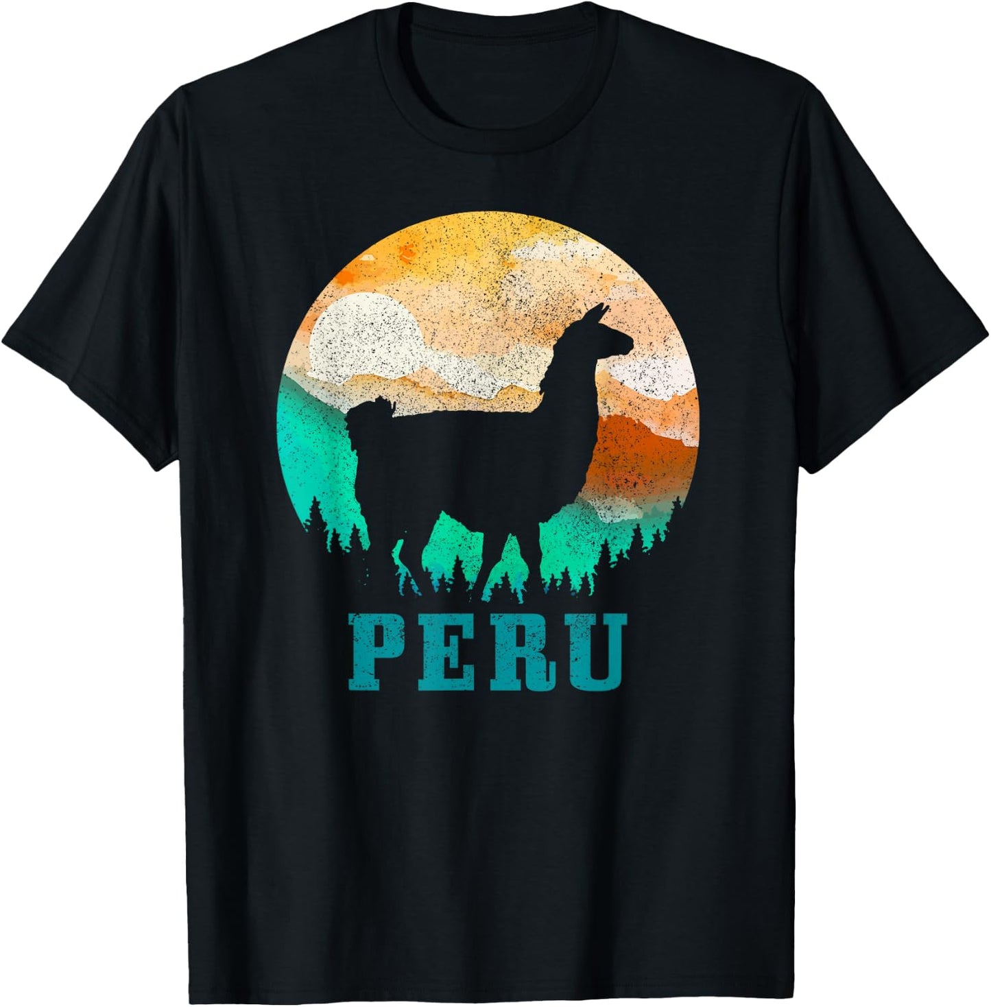 Peru Llama Alpaca Peruvian Roots Pride Vintage Peru T-Shirt - T-Shirt | Black
