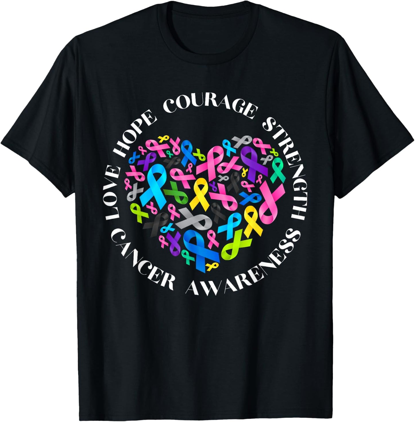 All Cancer Matters Awareness Fight All Cancer Ribbon Support T-Shirt - T-Shirt | Black