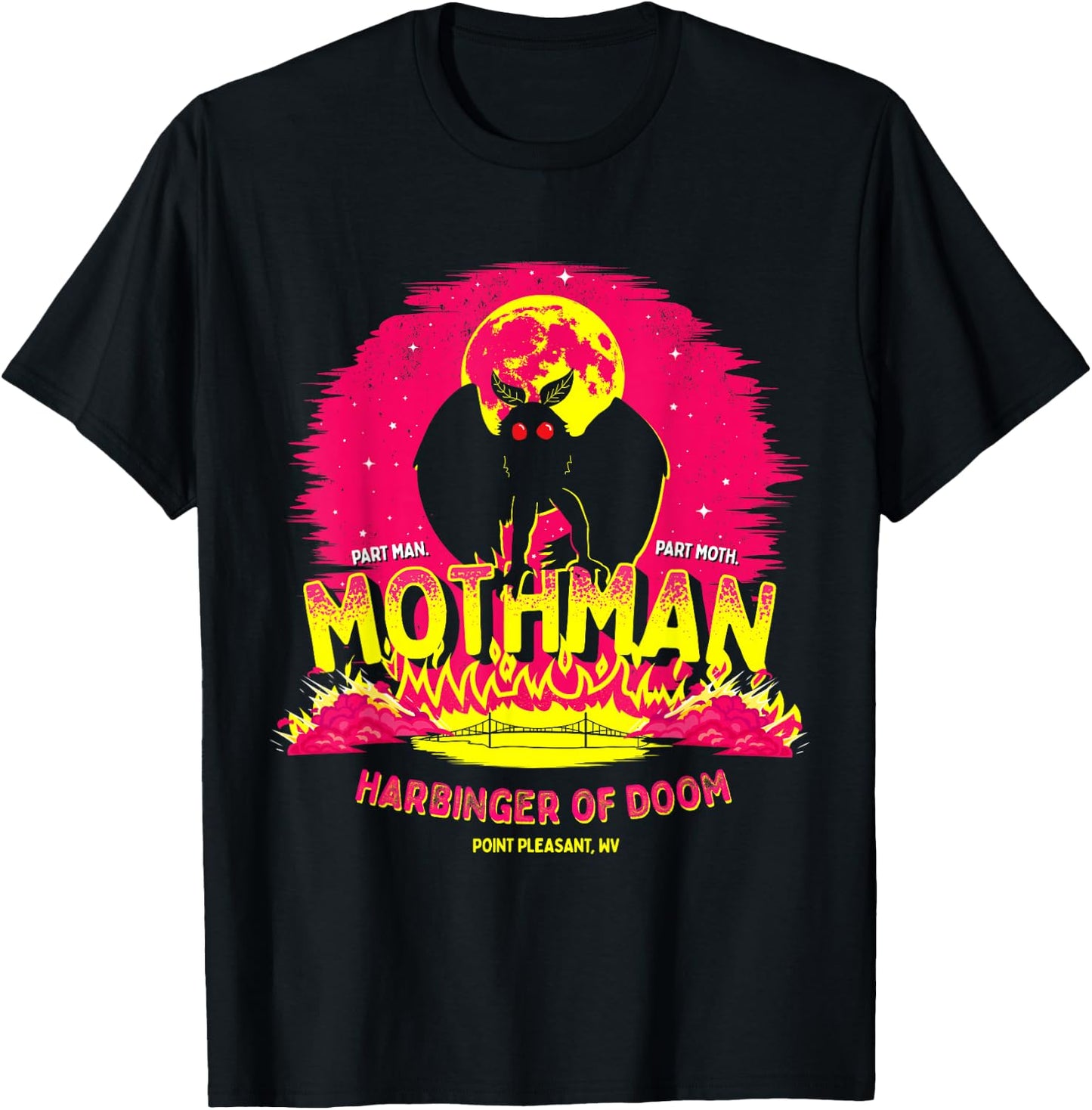 Mothman - Harbinger of Doom! Funny Cute Cryptid Creature Short Sleeve T-Shirt - T-Shirt | Black