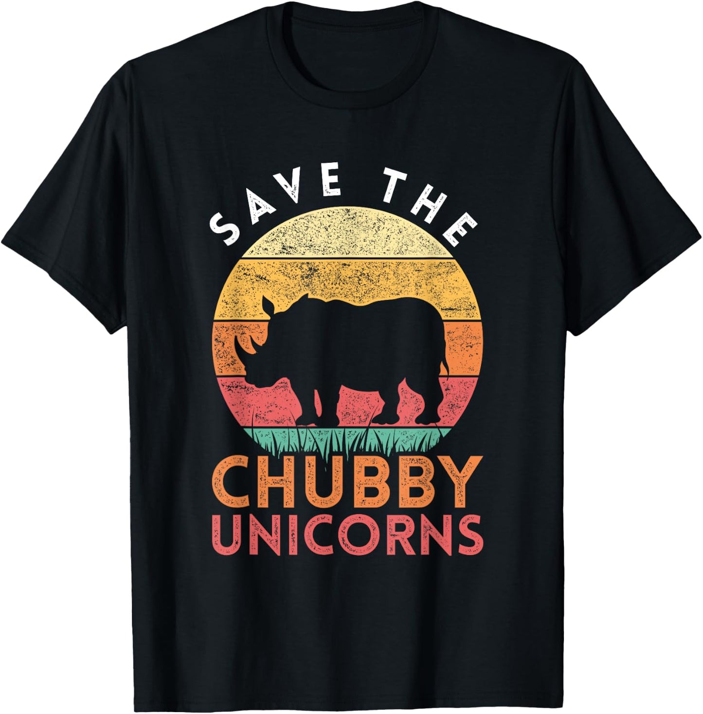 Save The Chubby Unicorns Rhino T-Shirt - T-Shirt | Black