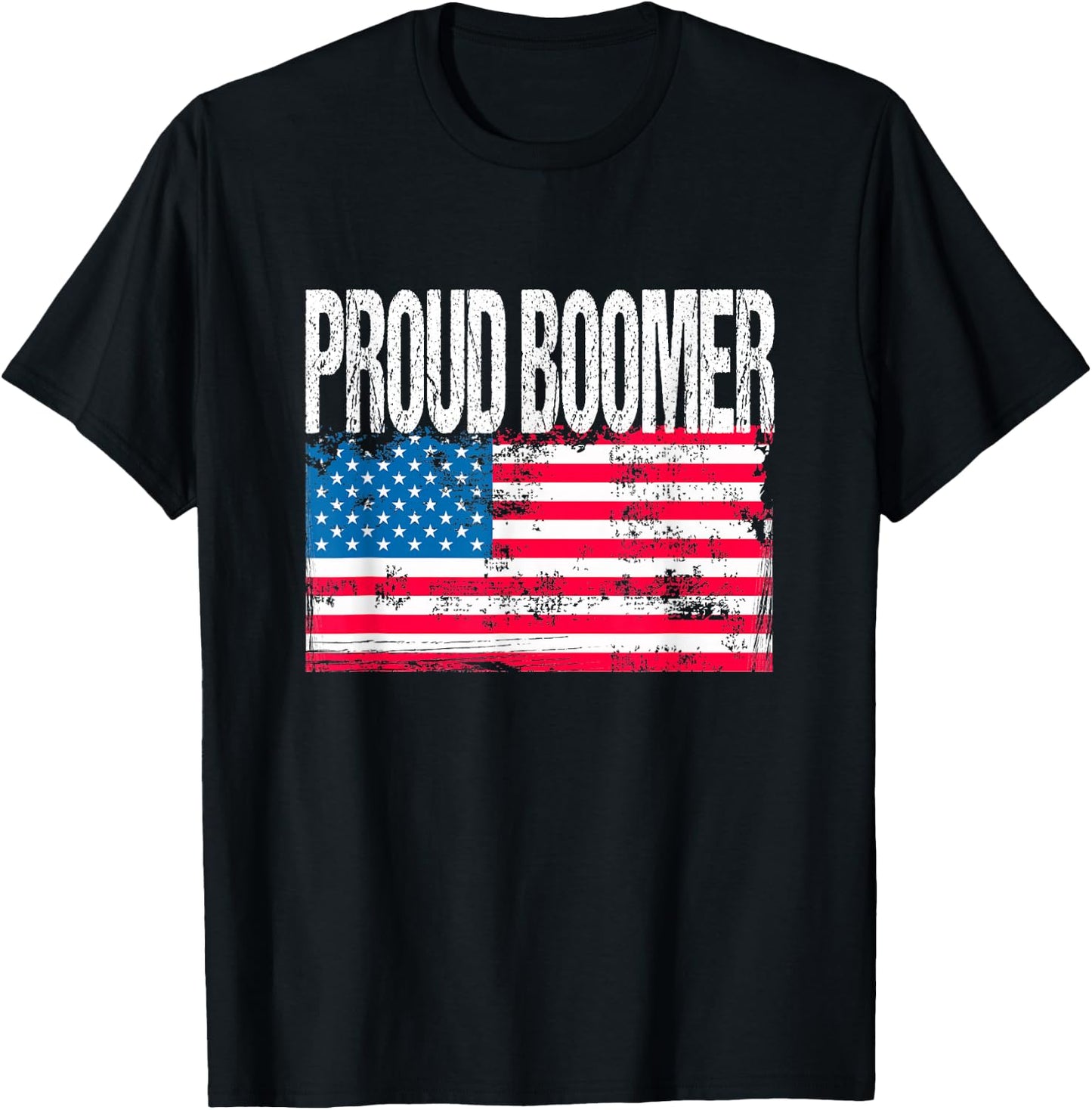 Vintage Patriotic US Flag - Proud Boomer - Baby Boomer T-Shirt - T-Shirt | Black
