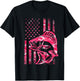 Pink Camo American Flag Fishing Shirt Women Bass Fishing T-Shirt - T-Shirt | Black