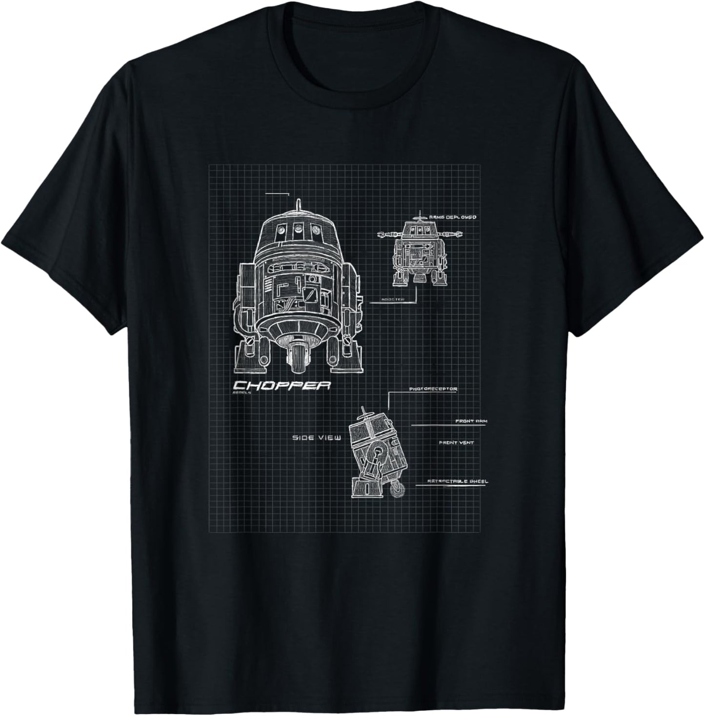 Star Wars Rebels Chopper Specs Blueprints T-Shirt - T-Shirt | Black
