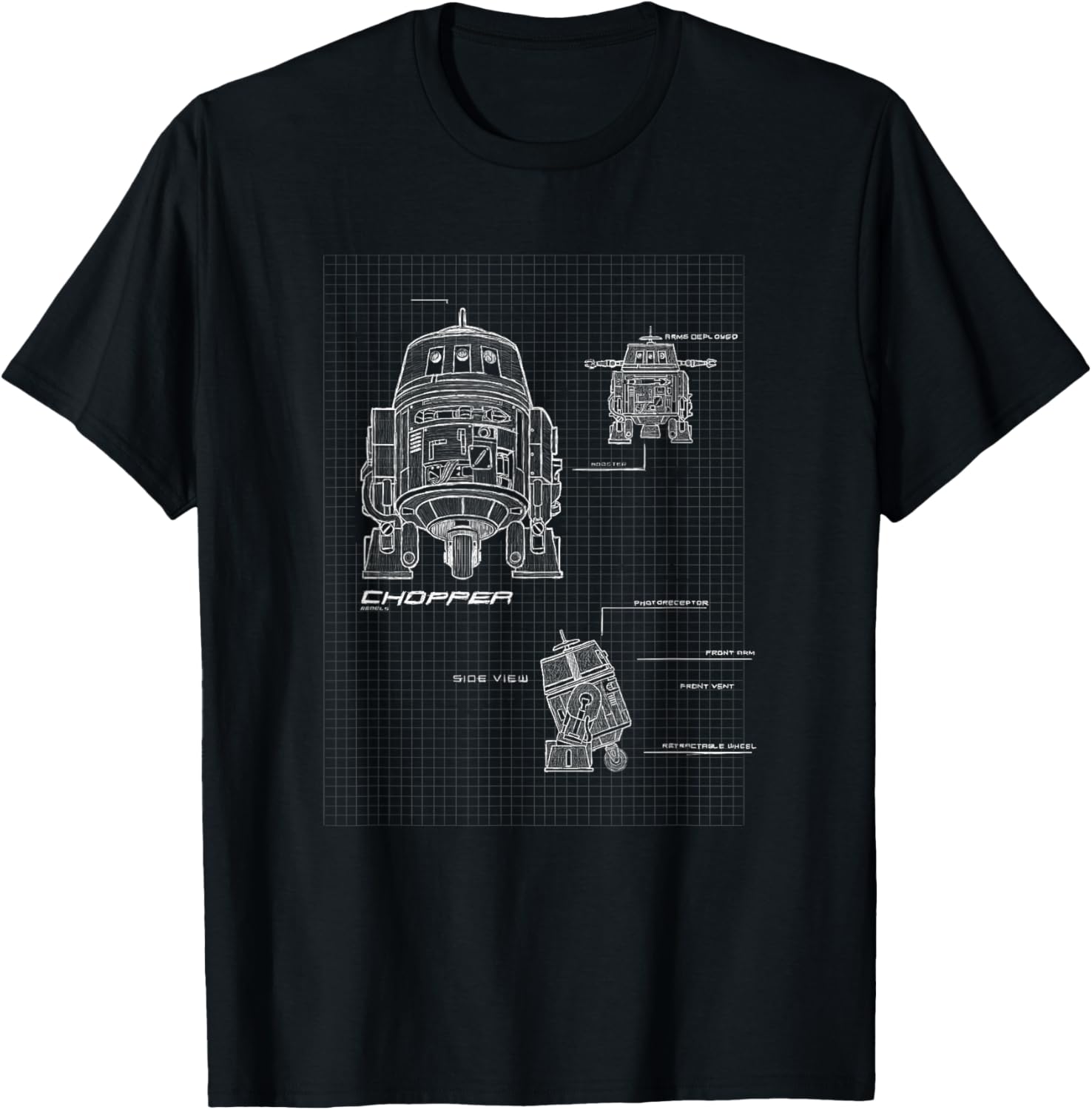 Star Wars Rebels Chopper Specs Blueprints T-Shirt - T-Shirt | Black