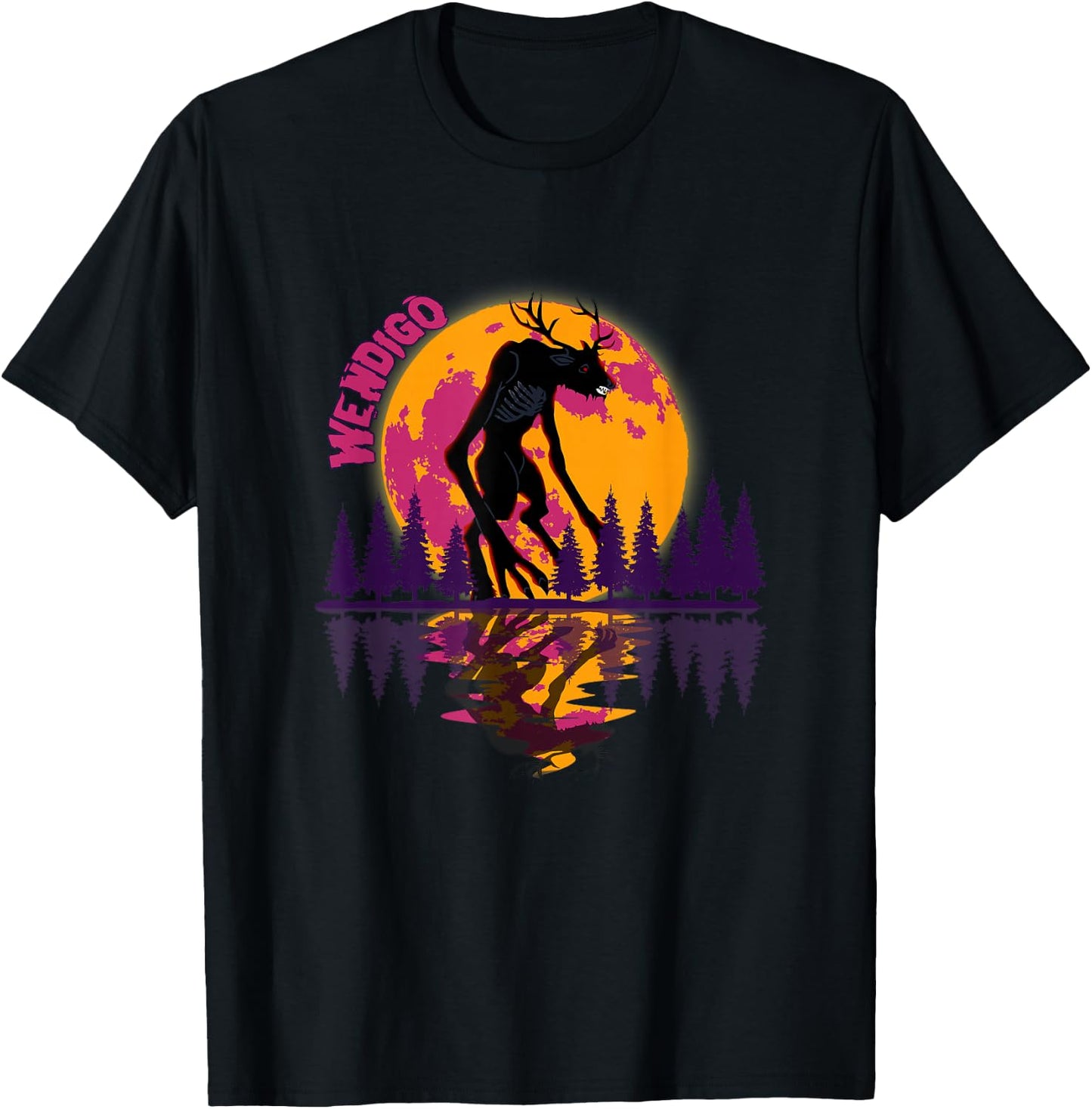 Cryptid Full Moon and Wendigo T-Shirt - T-Shirt | Black