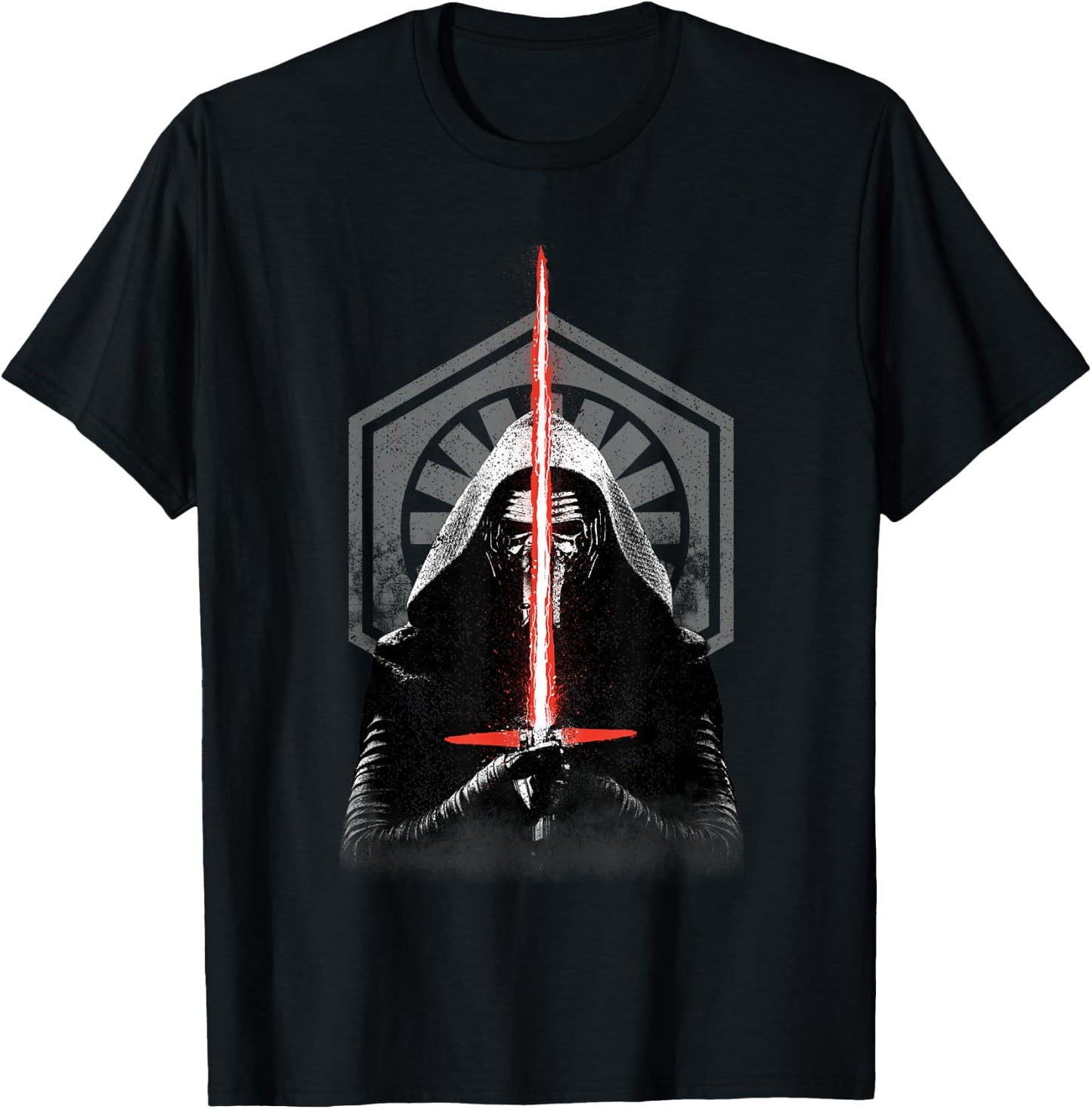 Star Wars The Force Awakens Kylo Ren Badge Big Chest Poster T-Shirt - T-Shirt | Black