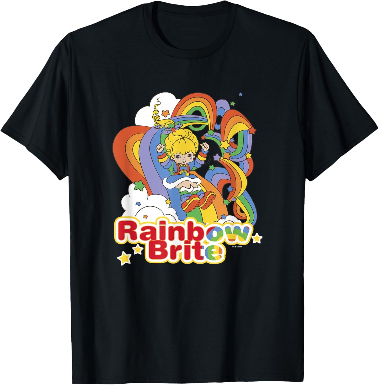Rainbow Brite Wisp Sliding Down Rainbows Portrait T-Shirt - T-Shirt | Black