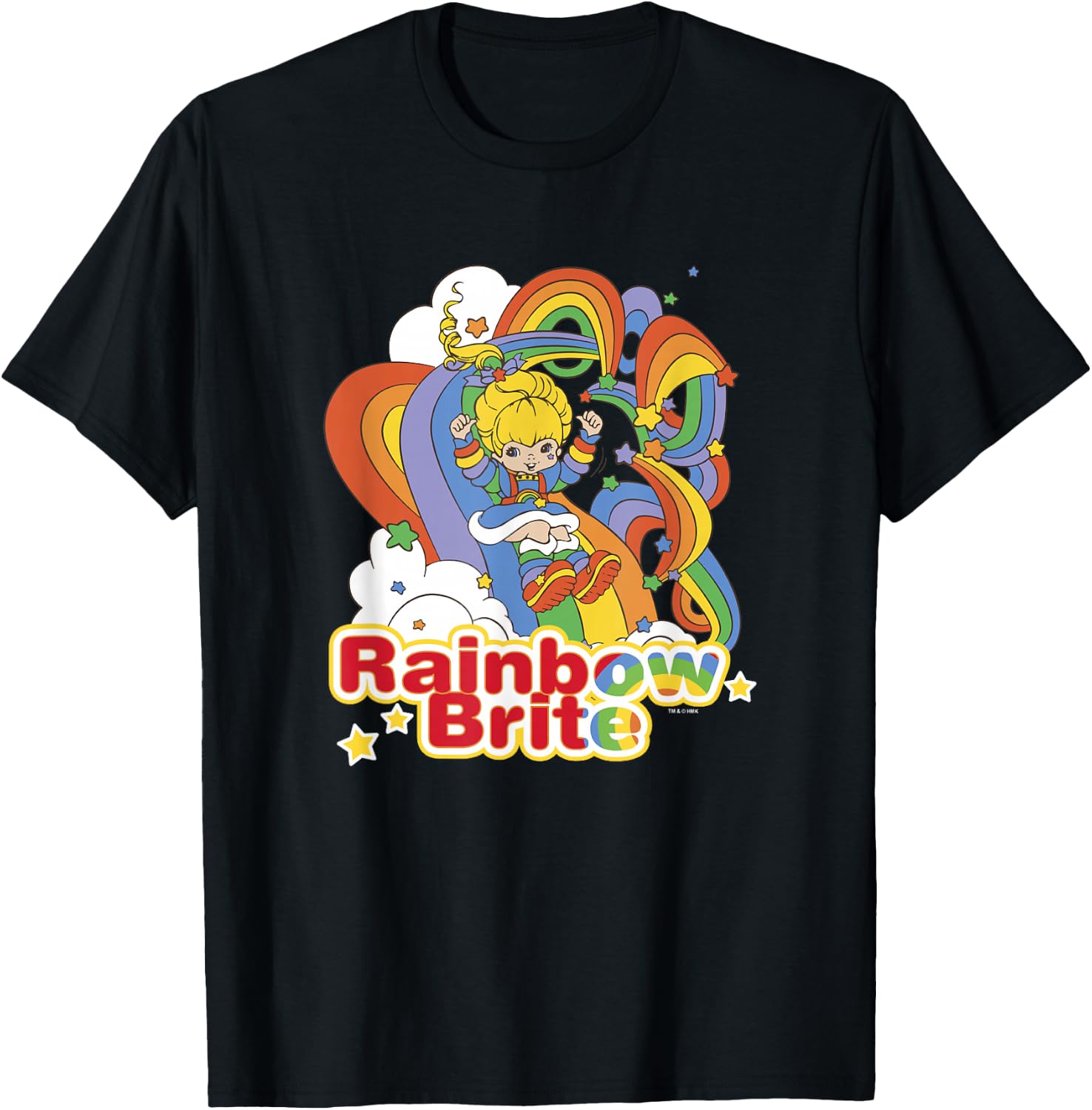Rainbow Brite Wisp Sliding Down Rainbows Portrait T-Shirt - T-Shirt | Black