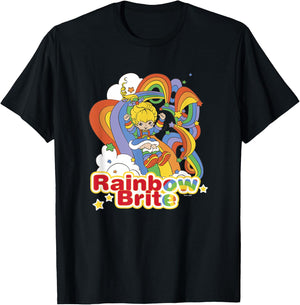 Rainbow Brite Wisp Sliding Down Rainbows Portrait T-Shirt - T-Shirt | Black