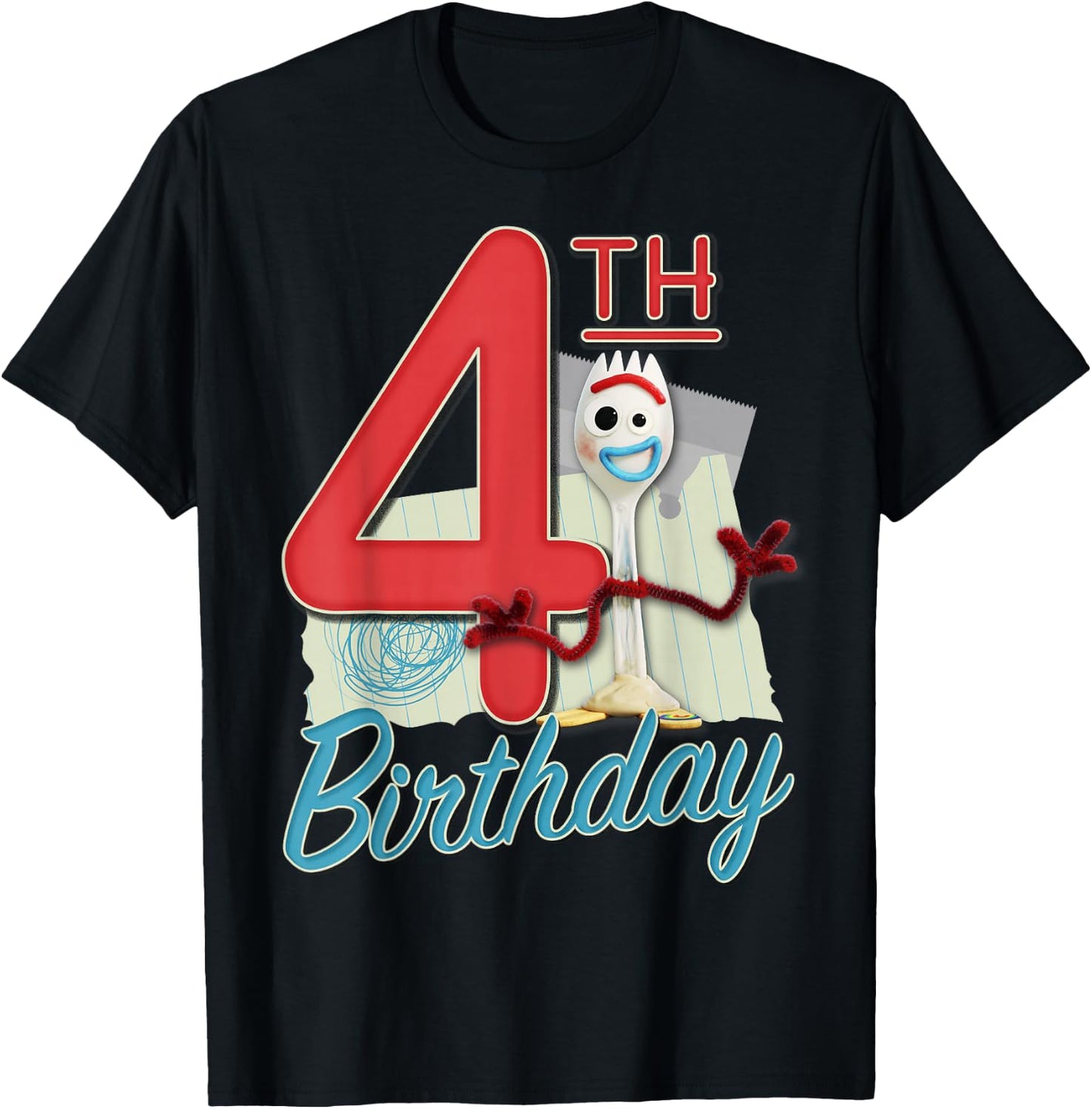 Disney Pixar Toy Story 4 Forky 4th Birthday T-Shirt - T-Shirt | Black