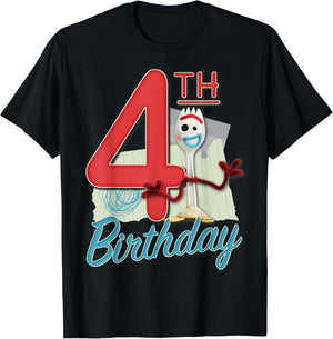 Disney Pixar Toy Story 4 Forky 4th Birthday T-Shirt - T-Shirt | Black