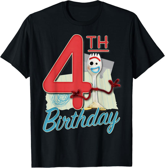 Disney Pixar Toy Story 4 Forky 4th Birthday T-Shirt - T-Shirt | Black