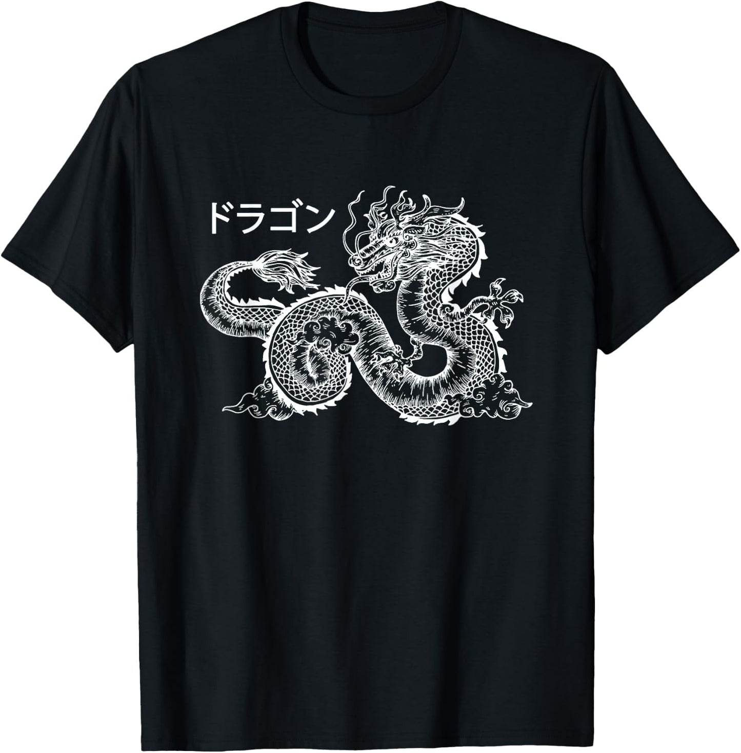 Japanese Aesthetic Dragon Kanji Clothes Women Teen Girls Men T-Shirt - T-Shirt | Black