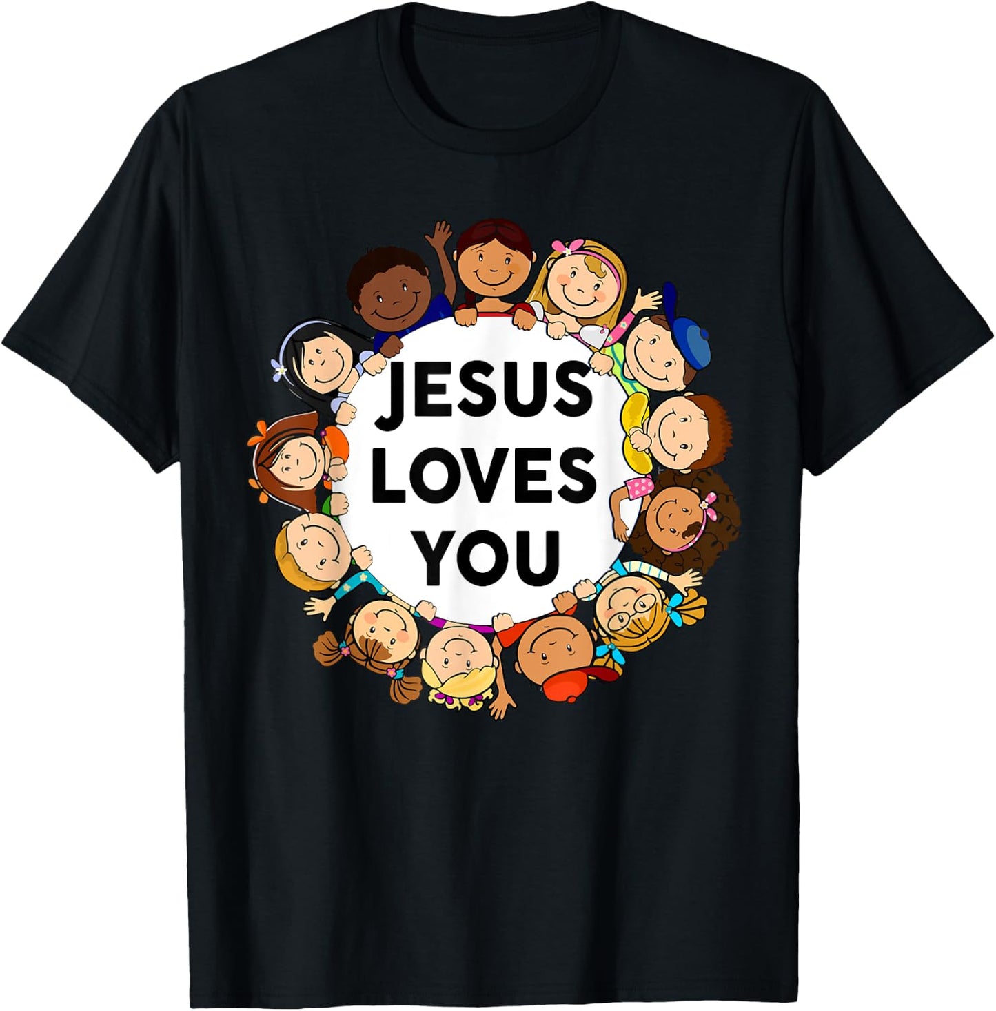 Toddler Jesus Loves You Shirt Kids Boy Girl Christian God T-Shirt - T-Shirt | Black