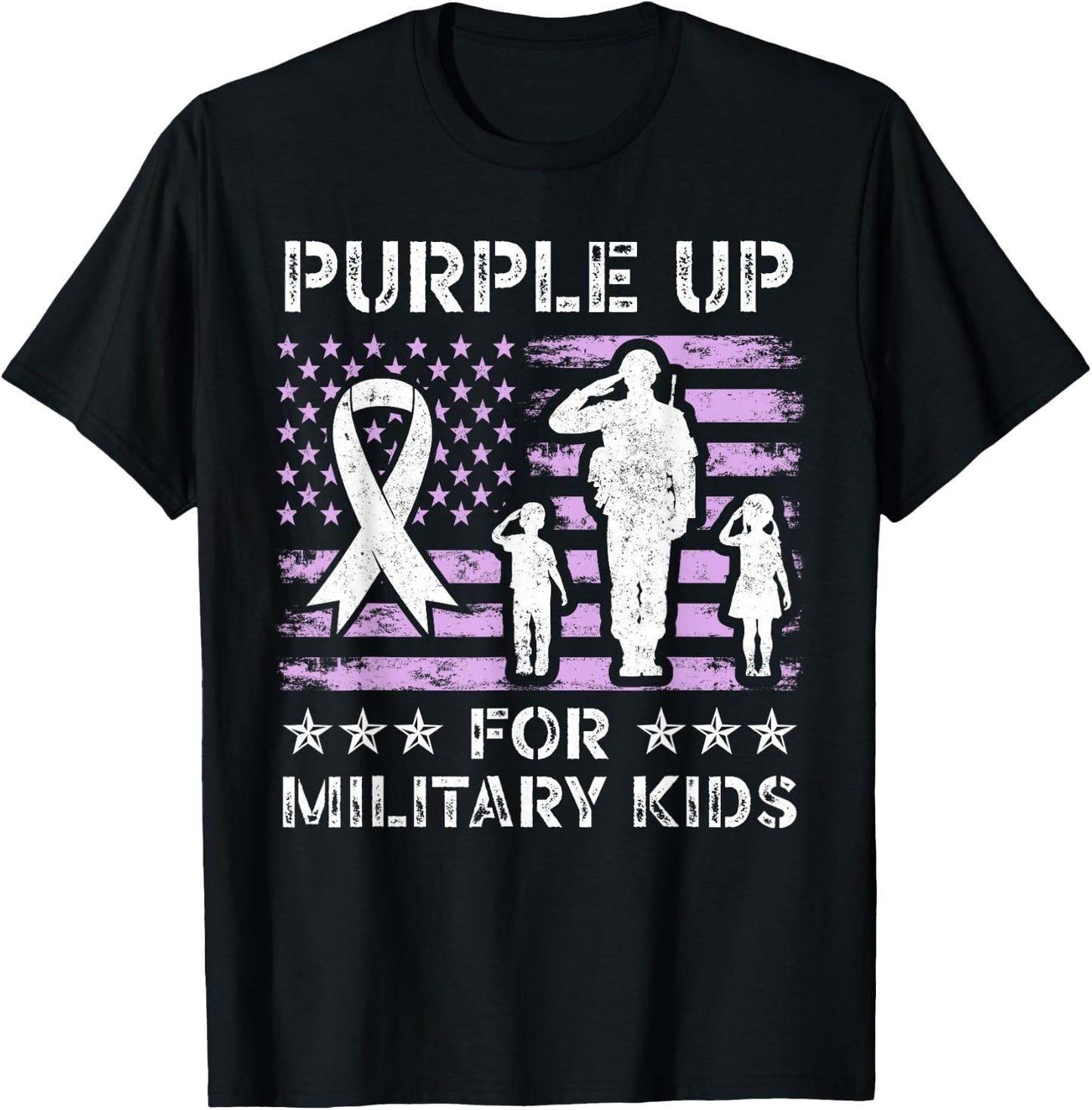Purple Up for Military Kids Boys and Girls Military Child T-Shirt - T-Shirt | Black