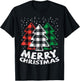 Green White Red Buffalo Plaid Merry Christmas Trees Gift T-Shirt - T-Shirt | Black