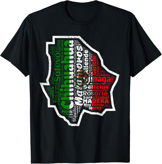 Chihuahua Mexico Mapa Bandera Mexicana State T-Shirt - T-Shirt | Black
