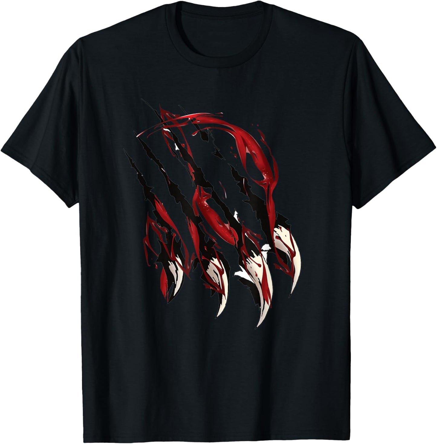 Wild Cat Paws In Blood Scary Claw Scratches Novelty Funny T-Shirt - T-Shirt | Black