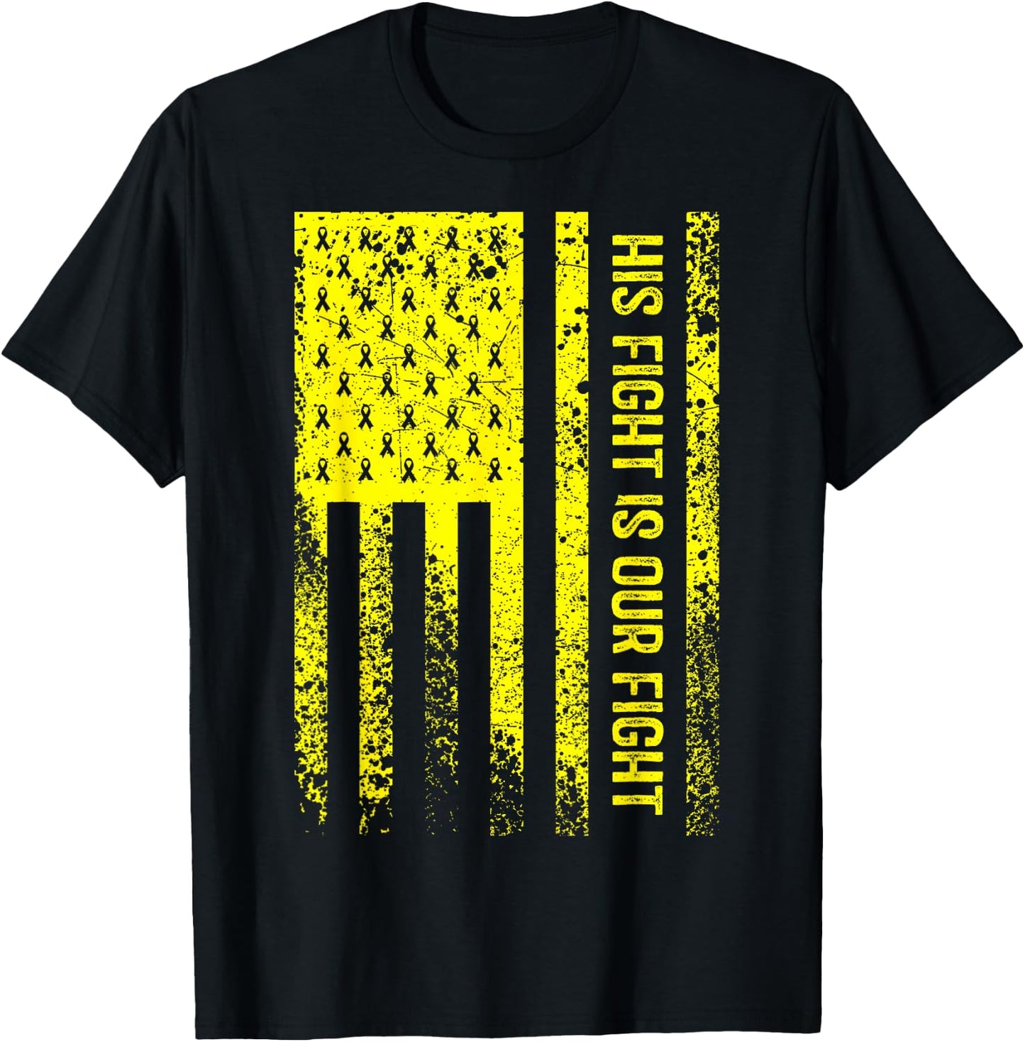 His Fight Is Our Fight Osteosarcoma Awareness T-Shirt - T-Shirt | Black