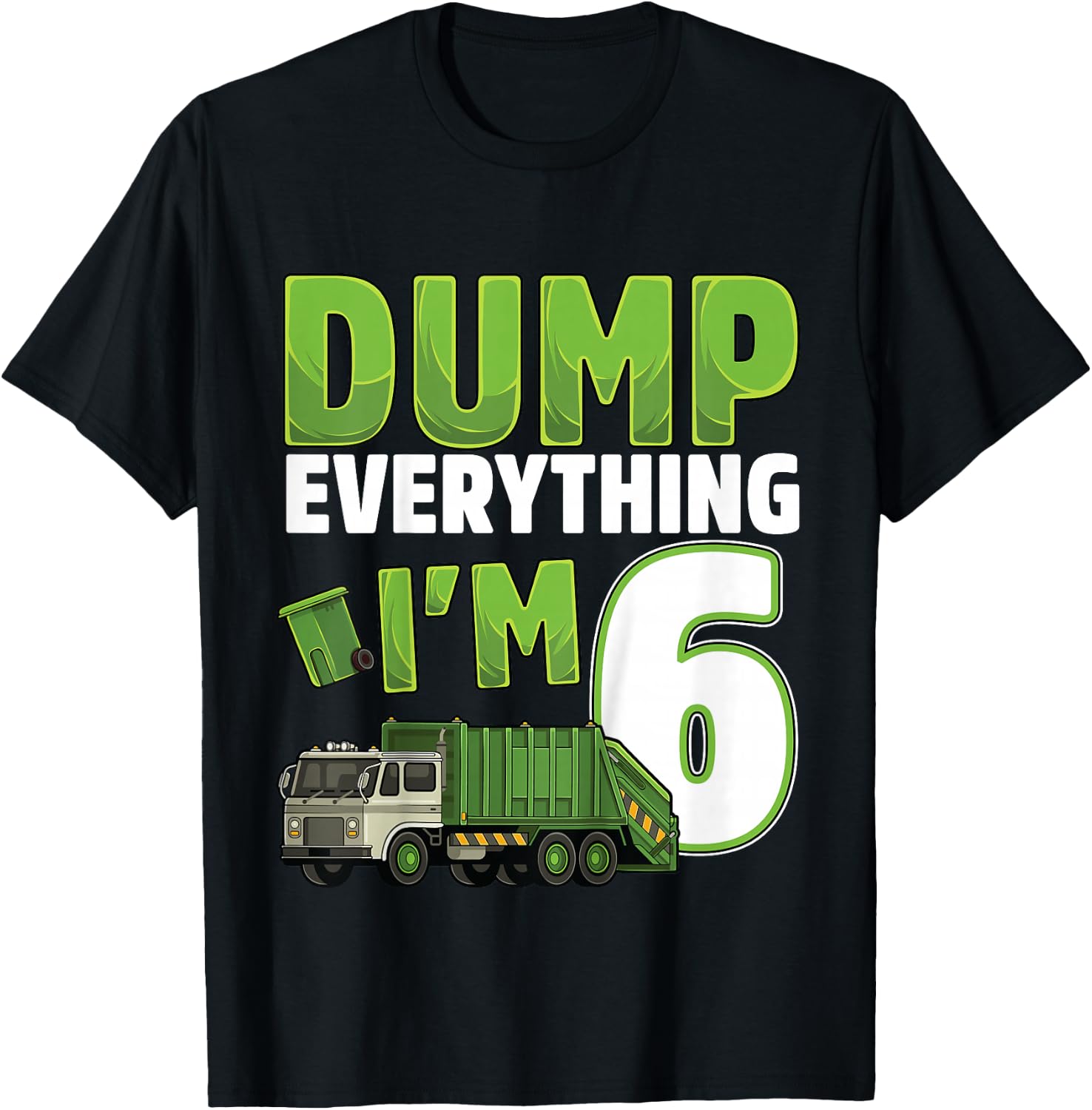 Kids Recycling Trash 6 Year Old Garbage Truck 6th Birthday Boy T-Shirt - T-Shirt | Black