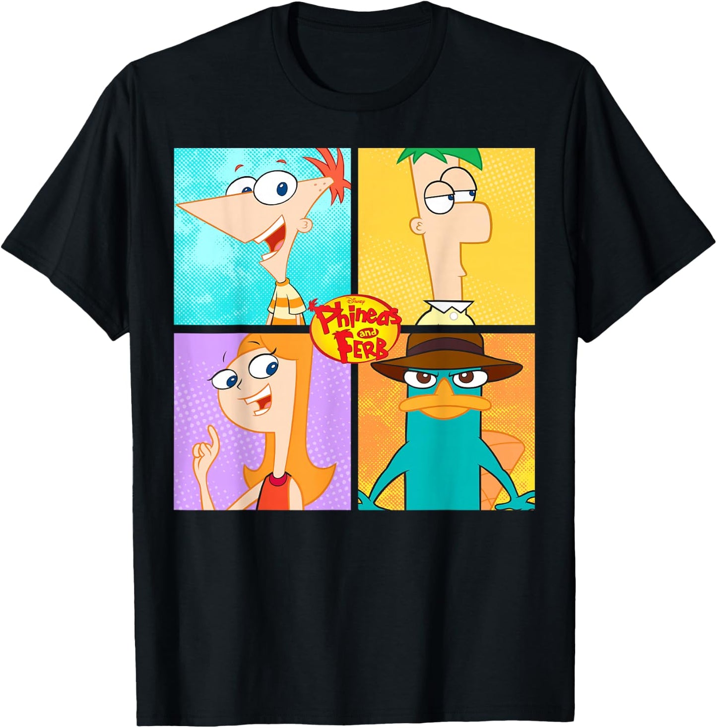 Disney Phineas and Ferb Character Box Up T-Shirt - T-Shirt | Black