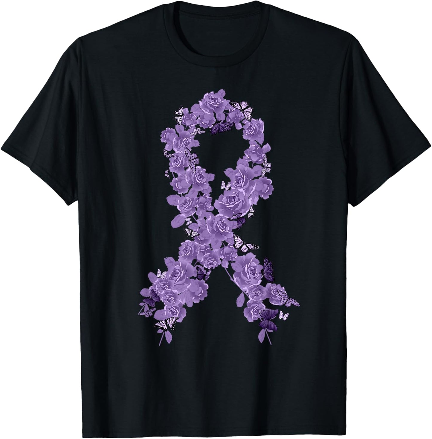 Lavender Ribbon All Cancer Awareness T-Shirt - T-Shirt | Black
