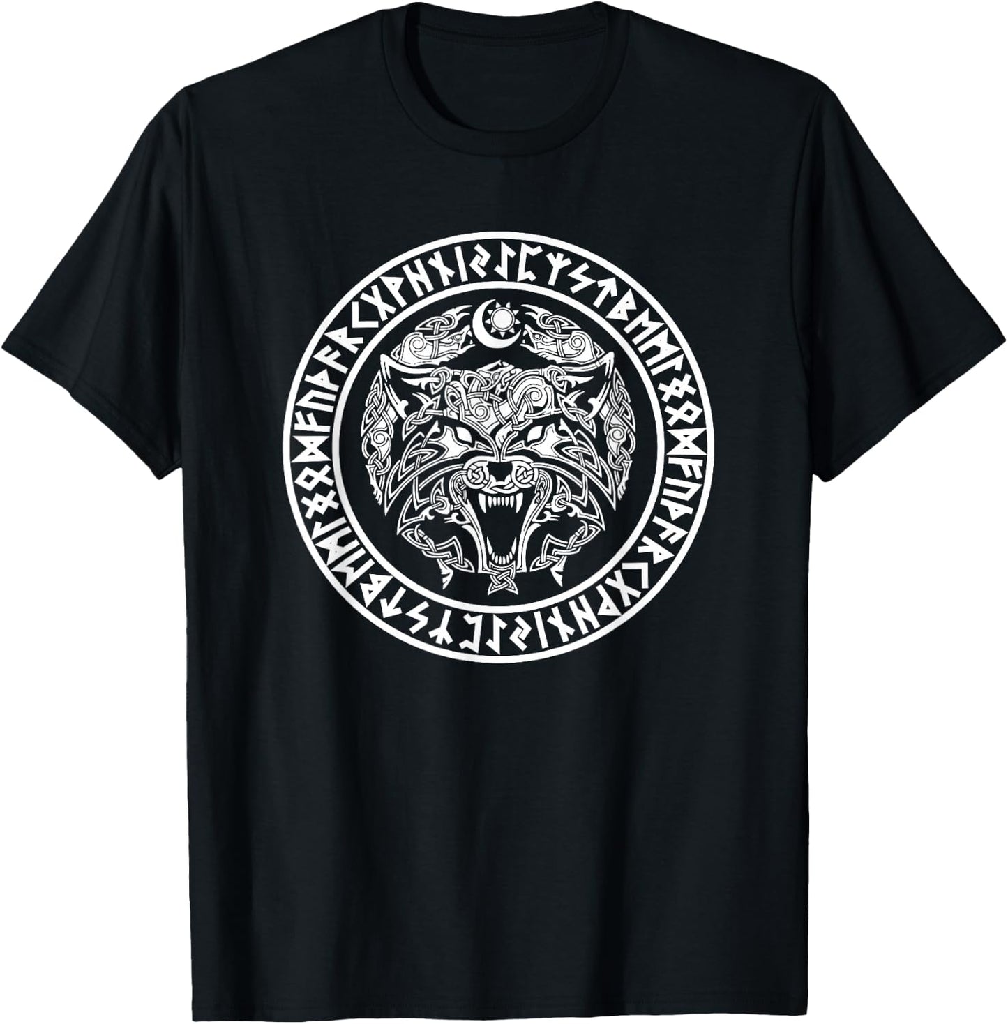Viking Fenrir Emblem - Monstrous Wolf Norse Mythology T-Shirt - T-Shirt | Black