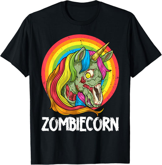 Zombiecorn Zombie Unicorn Halloween Costume Rainbow Undead T-Shirt - T-Shirt | Black