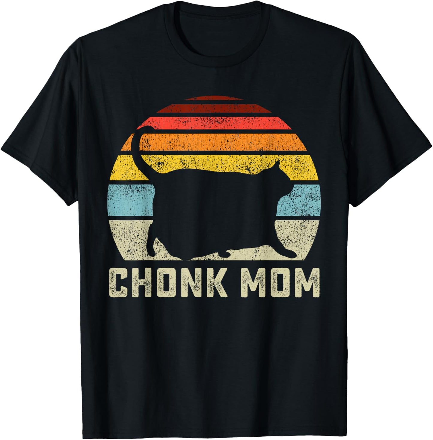 Chonk Cat Mom Scale Meme Funny Retro Style Mommy Cats Memes T-Shirt - T-Shirt | Black
