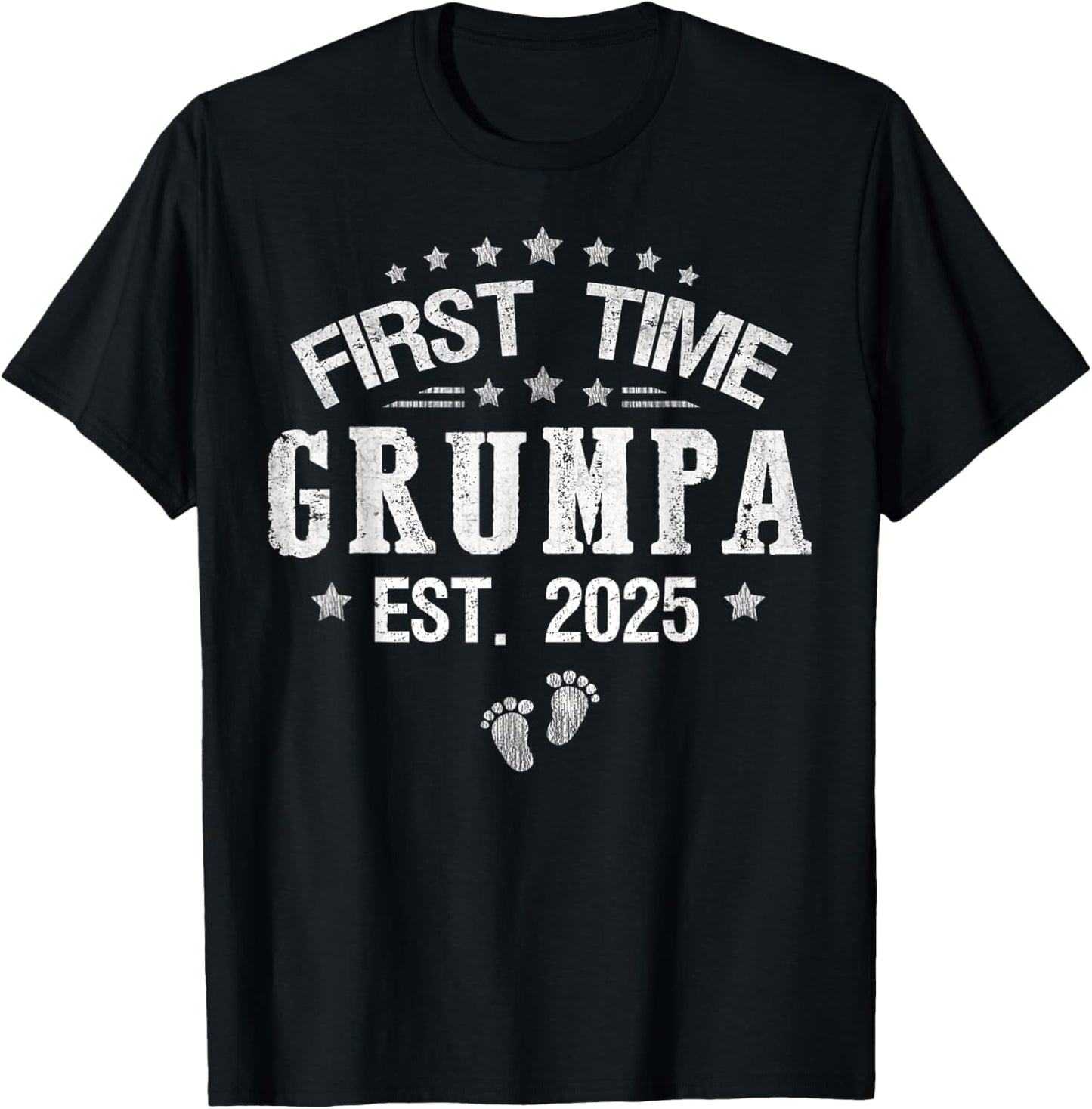 First time Grumpa est.2025 Father's Day Promoted To Grumpa T-Shirt - T-Shirt | Black