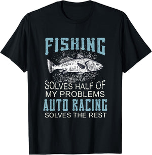 Solves Half Of My Problems Fishing Car Racing Fish T-Shirt - T-Shirt | Black