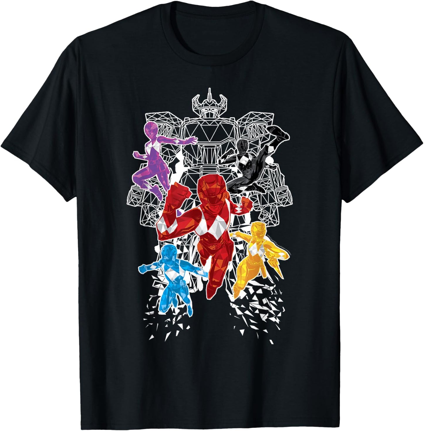 Power Rangers Morphin' Time Group Polygons Outline T-Shirt - T-Shirt | Black