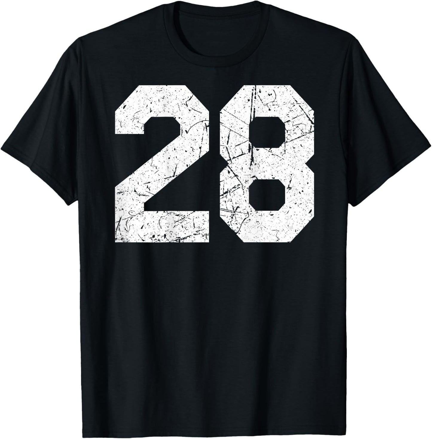 #28 Jersey Uniform Varsity Sports Number, 28th Birthday T-Shirt - T-Shirt | Black