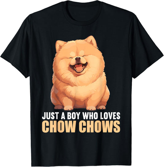 Just a Boy who loves Chow Chows Dogs Dog Chow Chow T-Shirt - T-Shirt | Black