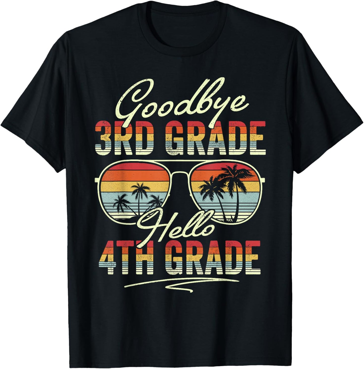 Vintage Goodbye 3rd Grade Hello 4th Grade Summer Student Kid T-Shirt - T-Shirt | Black