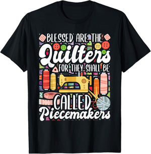 Blessed Are The Quilters - Sewing Quilting Sewer Needlework T-Shirt - T-Shirt | Black