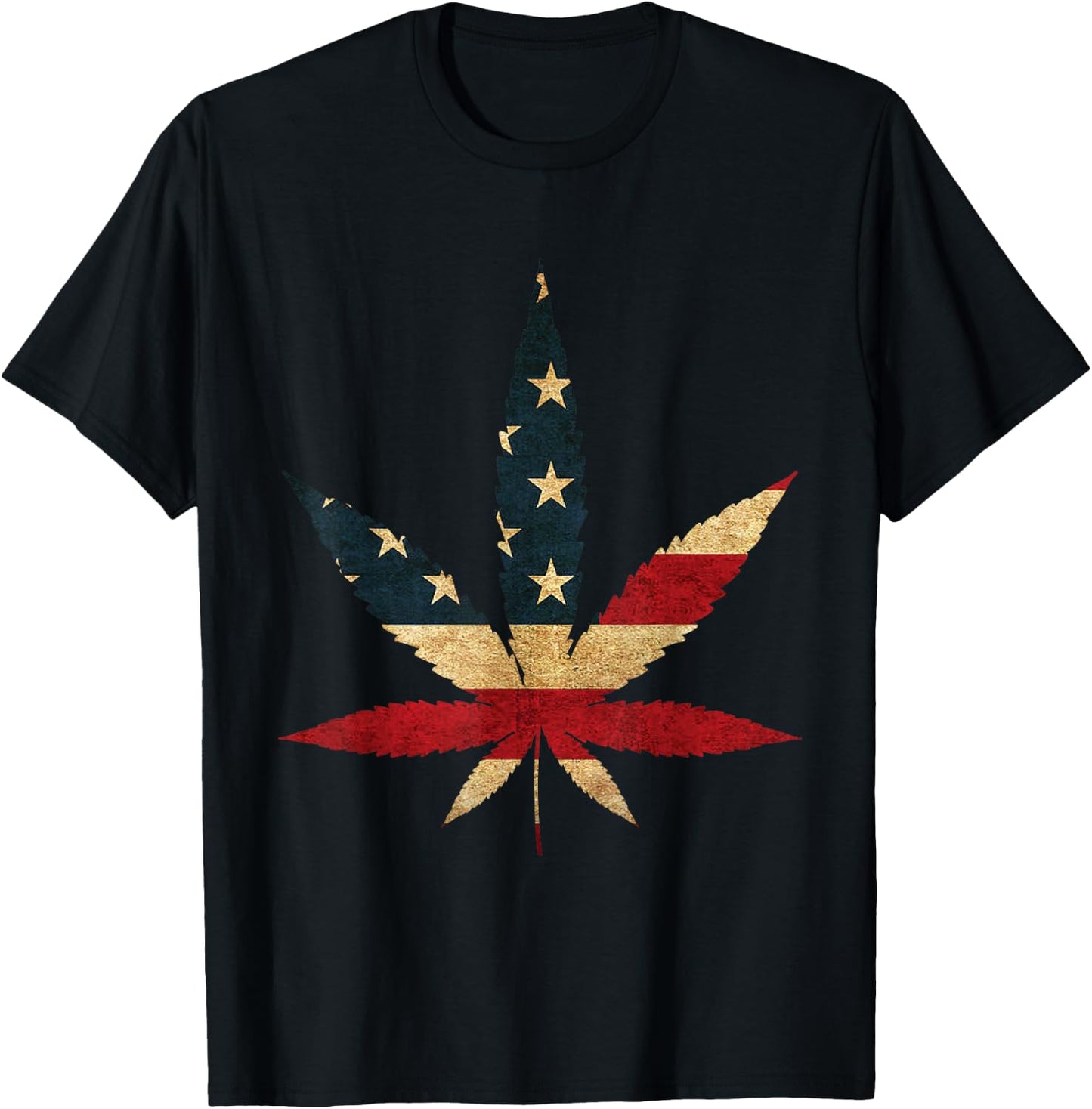 Marijuana Leaf USA Flag graphic - Funny US Weed Legalization T-Shirt - T-Shirt | Black