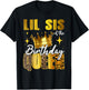 Lil Sister Of The Birthday Queen Women Bday Party Gift T-Shirt - T-Shirt | Black