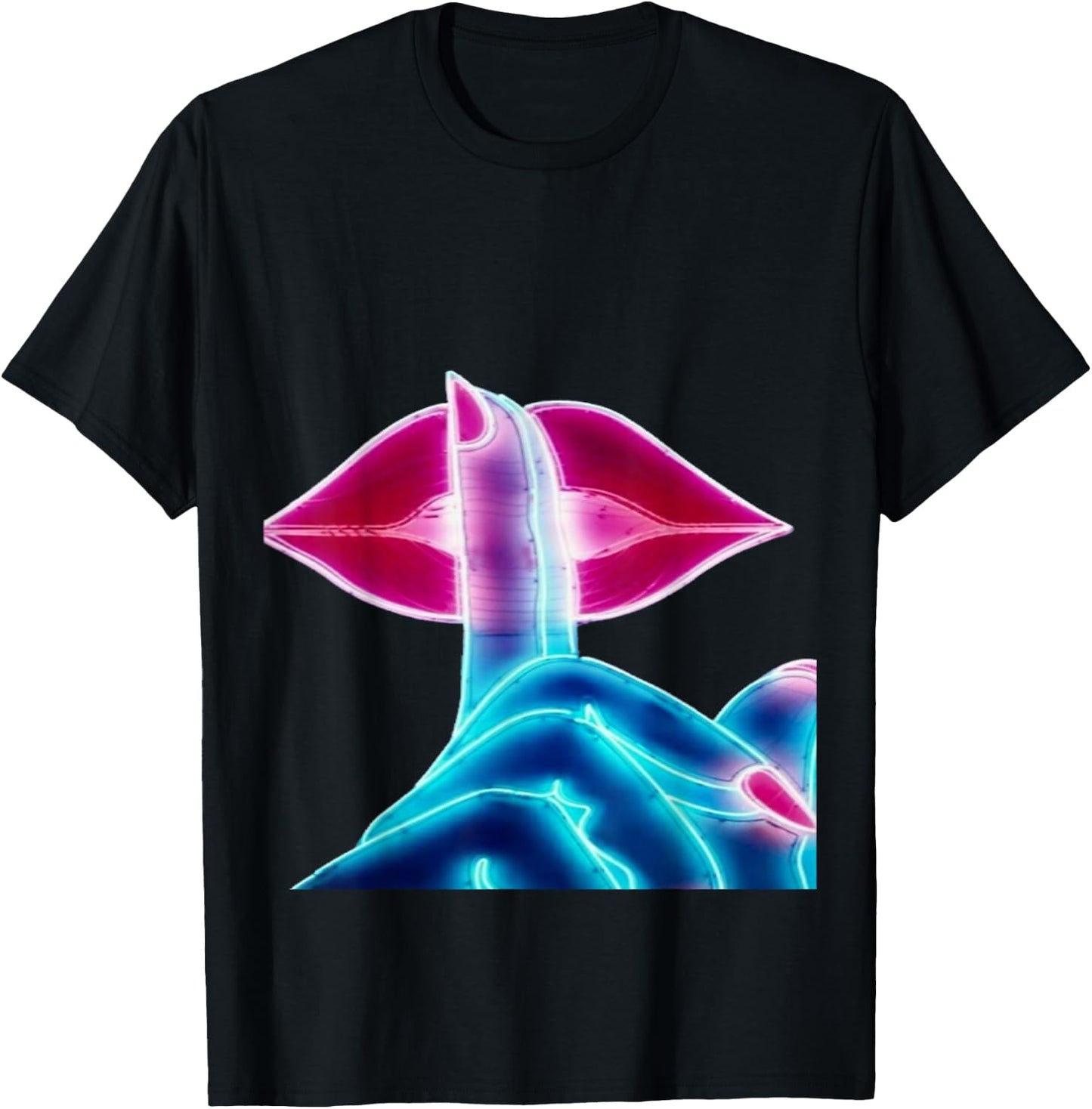 Red lips (shhh)Silence T-Shirt - T-Shirt | Black