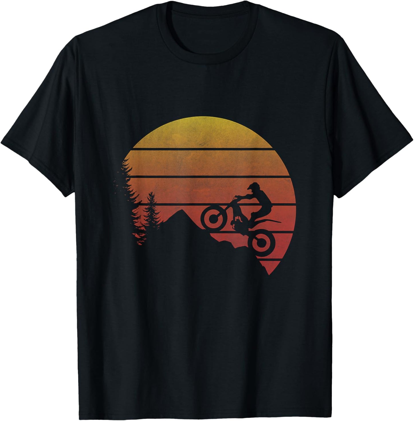 Vintage Trial Design -Adults Kids Black Motorcycle Small Classic Fit Short Sleeve Cotton 65% Polyester 35% T-Shirt - T-Shirt | Black
