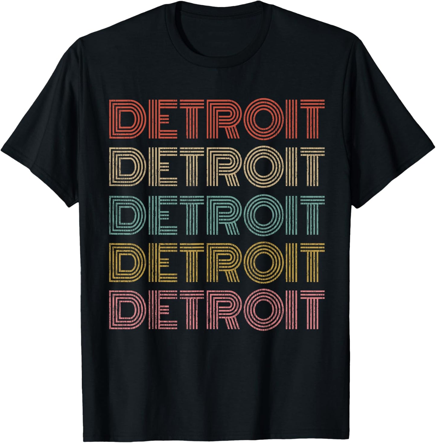 Vintage Retro Detroit Michigan 70s 80s Style T-Shirt - T-Shirt | Black