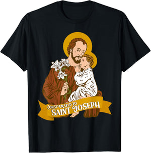 Consecration to St Joseph and Child Jesus Catholic Saint T-Shirt - T-Shirt | Black
